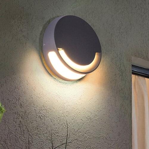 9W Round Outdoor LED Wall Lamp Villa Garden Balcony Corridor Wall Lamps Creative Smile Face Wateproof Porch Wall Light