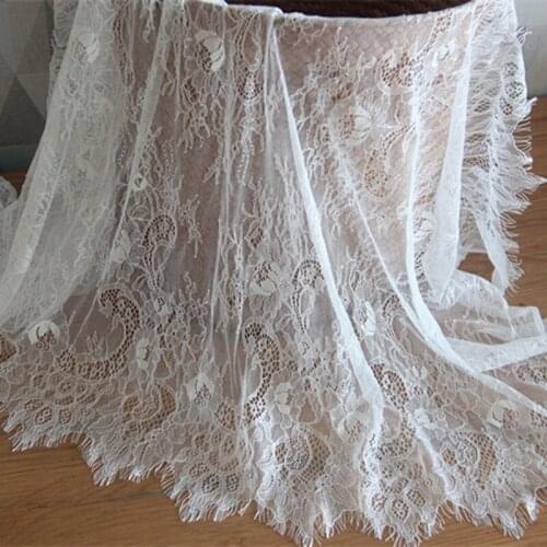 3yards/lot 65cm Width Fashion High Quality Ivory Eyelash Lace Trimming Fabric chantilly lace fabric Diy Clothes Wedding Dress