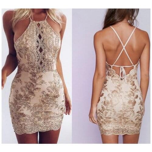 Summer Dresses Summer Sexy Women Lace Hollow Out Dress Sleeveless Backless High Waist Mini Dress Size S-L