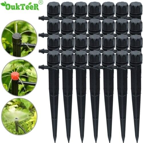 Hot Selling 100PCS Sprinkler Adjustable 360 degree Dripper Garden Watering Drip Irrigation Inserting ground 4/7mm Hose Greenhous