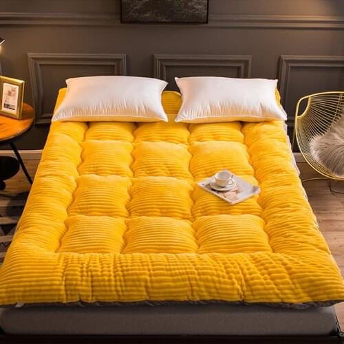 Comfortable Soft Foldable Tatami Mattress winter single double Thick warm Milk velvet topper Mattress twin queen king size