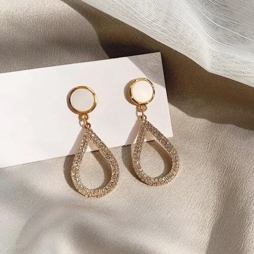 Fashion Korean Earrings for Women Exquisite Luxury Shiny Crystals Stud Hoop Earrings 2021 Trend Accessories Jewelry Wholesale
