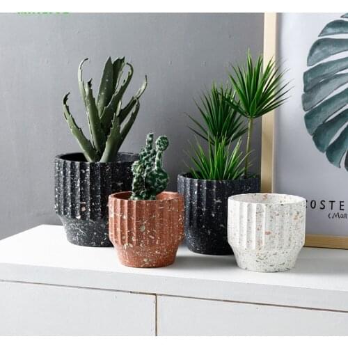 Marble Pattern Cement Flower Pot Succulent Plant Pot Crafts Desktop Flower Arrangement Container Home Decorations Accessories