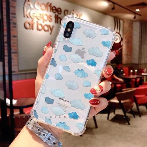 Jaomax Soft Silicone Transparent Shockproof Bule Clouds Anti-fall Phone Case For iPhone 5S SE 7 8 6SPlus X Xs Max Xr 11 Fundas