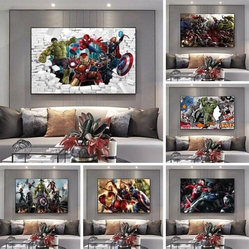 Marvel Avengers Diamond Painting Cross Stitch Kits Full Square DIY Funny Superhero Diamond Mosaic Embroidery Kids Home Decor