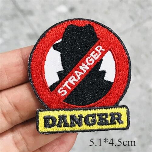 Single Sale DIY Do Not Trust Stranger Danger Letters Badges Patches Embroidery Applique Iron on Transfer for Clothing Sticker