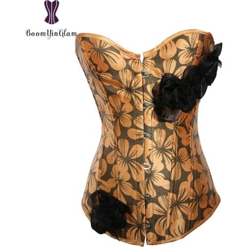Wholesale Pink/Orange/Blue Floral Corselet Body Shaperwear Costumes Fashion Women Bustier Dancewear Corset With G String 825