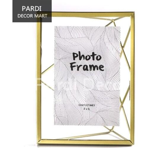 Retro golden stereo geometry photo frame brass color ins fashion picture display frame home decorations 1pc/lot