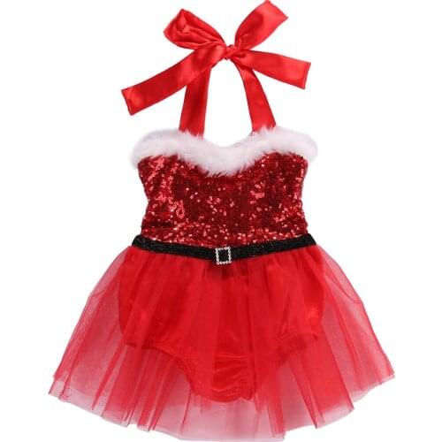 Christmas Newborn Infant Baby Girls Rompers Jumpsuit Tutu Lace Dress XMAS Outfits Costume princess baby girl clothing