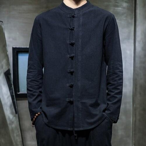 2021 Summer New Men Shirt Fashion Chinese Style Linen Slim Fit Casual Long Sleeves Shirt Camisa Social Business Dress Shirts