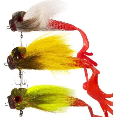 Fishing Lure Bait Simulation Attractive Feather Steel Wire Water Mouse Fake Bait for Fishing Lover Ultra-Sharp Feather Soft Bait