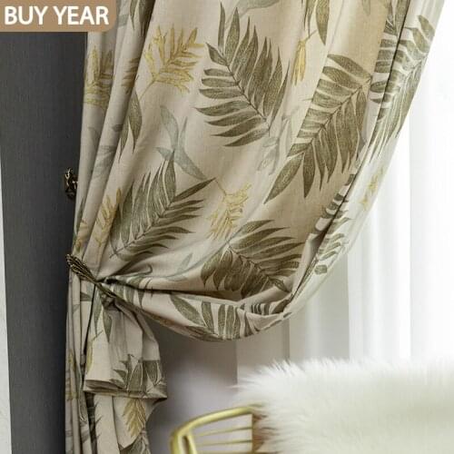 Northern European Style Curtains for Living dining Room Bedroom Printed Hemp Cotton Window Curtains Blackout Curtains Customized