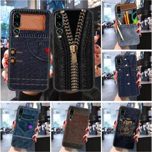 Blue jeans Overalls diagonal pliers Phone case For Huawei Honor 6 7 8 9 10 10i 20 A C X Lite Pro Play Frosted black 3D back