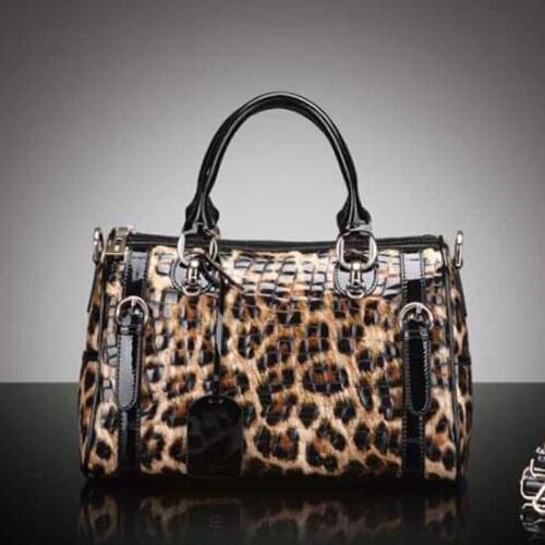 Luxury Women Genuine Leather Handbags 2021 Fashion Leopard Womens bag High Quality Designer Lady Cowhide Tote Shoulder bags