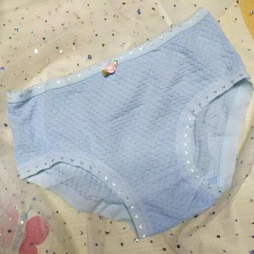 Lolita Sweet Lace Cotton Panties Young Girls Bow Low Waist Briefs 3pcs/Lot Underwear Lingeire