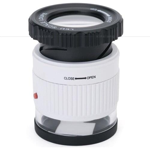 Portable Magnification 30X Scale Lighted Jewelry Magnifiers Focus Adjustable Zoom Magnifying Glass with Led Lights Jewel Loupe