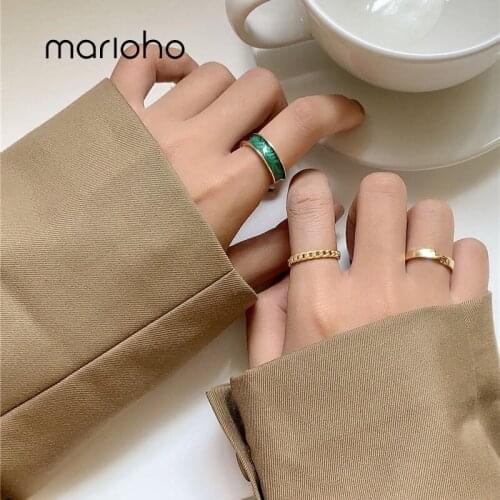 Marioho Vintage Simple Glossy Wide Version Opening Adjustable Rings For Women 2020 New Trendy Rings Party Exhibition Jewelry