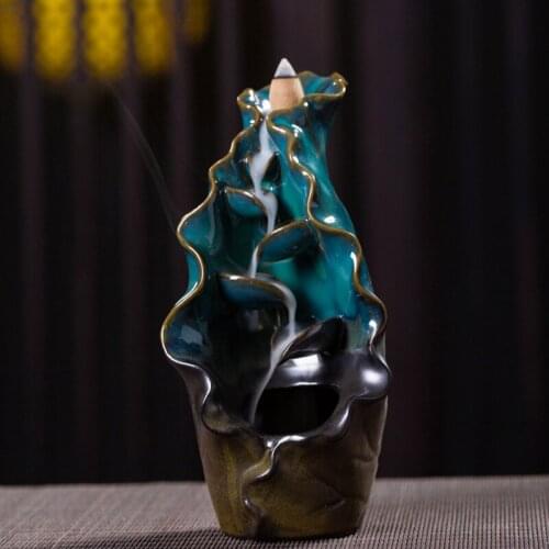 Waterfall Incense Burner Backflow Censer Incense Burner Ceramic Toilet Incense Holder Mixed Incense Cones Bathroom accessories