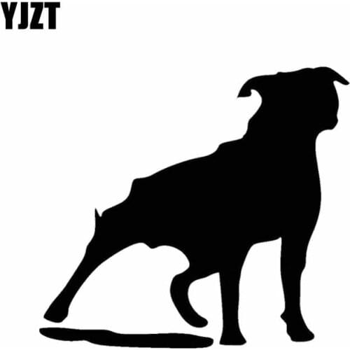 YJZT 14.7CM*13.3CM Stafford Dog Breed Vinyl Car Sticker Bumper Decoration Black/Silver C2-3131