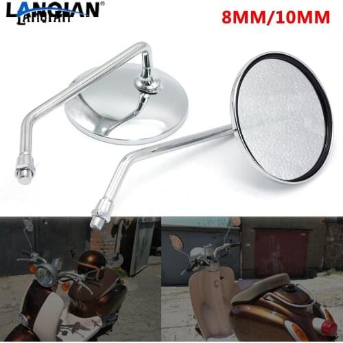 For Universal Round Silver Motorcycle Rear Mirror Motorbike Side Rearview Mirror 8mm 10mm Left and Right Rear Side view mirrors