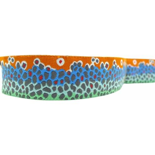 10 Meters 7/8'' 22mm Rainbow Trout Green Dog Collar Woven Jacquard Ribbon Wholesale