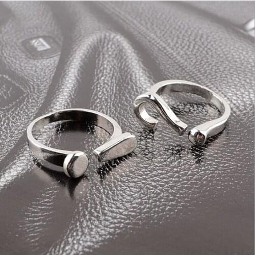 10pcs/Lot Wholesale Funny Question Mark Eexclamatory Point Rings Adjustable Size For Men Women Girls Can Mix Color