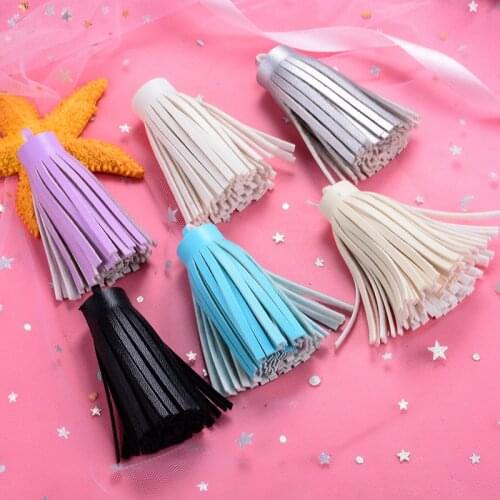 10PCS Mini Faux Leather Tassel DIY Fringe Keychain Leather Tassels Caps Straps DIY Jewelry Making Charms Pendants Craft Tassels