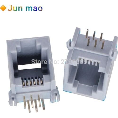 10pcs RJ11 Socket Telephone 90 Degrees 4Pin Crystal Female 6P6C Socket 6-Core Crystal Head Base Connector Hot New