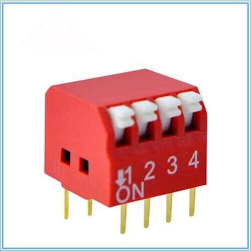 100 pcs/lot )DIP Switch 4 Way 2.54mm Toggle Switch ,Red Snap Switch,DIP Switch