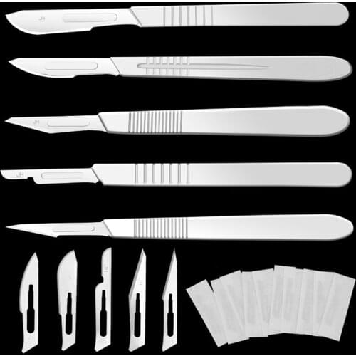 11pcs Stainless Steel Carving Metal Scalpel Blades #10 12 15 20 22 24 Medical Handel Scalpel Knives Engraving Knives Blade Craft
