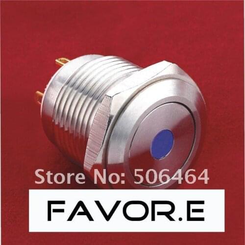 * 16mm Stainless steel IP65 dot illuminated Pushbutton Switch PIN terminal