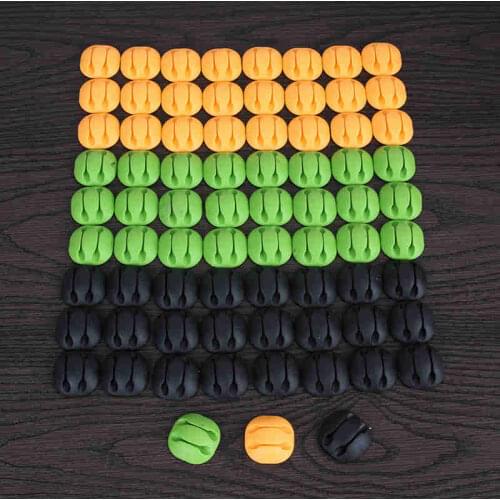 20pcs/lot Cable Drop Clip Desk Tidy Organiser Wire Cord Lead USB Charger Cord Holder Organizer Holder Secure Table Color Random