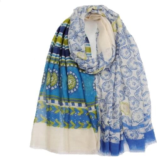 2021 Women Fashion Floral Printed Pattern Cotton Scarf Shawls Wraps Hijabs 2Colors 10pcs/lot