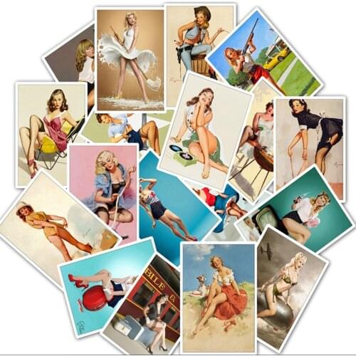 25Pcs Sexy Personality World War II Girl Sticker For Popular Car Helmet Adult Electric Trunk Waterproof Stickers Craft Supplies