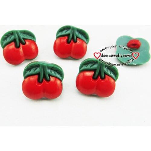 50PCS Red cherry button fruit Dyed Plastic buttons coat boots sewing clothes accessory garment P-219t