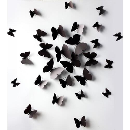 60pcs/lot Colorful 3D Butterfly Fridge Magnets Wall Sticker Mixed Size Curtain Home Decoartion Wedding Room Deco Party Supplies