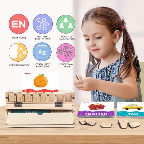 Alphabet Spelling Game Children Early Learning Aids Enlightenment Training Wooden Puzzle Preschool Educational Toys for Toddlers