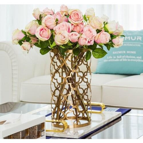 American Model Room Hollow Metal Wrought Iron Flower Arrangement Flower Home Decoration Jewelry European Ornaments Vase