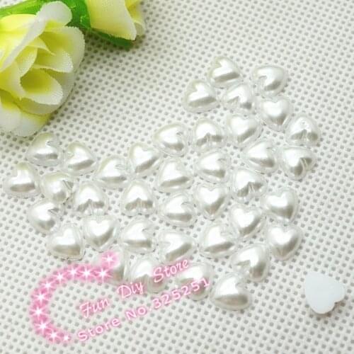 White resin flat back pearl heart for decoration 4-10mm jewelry beads