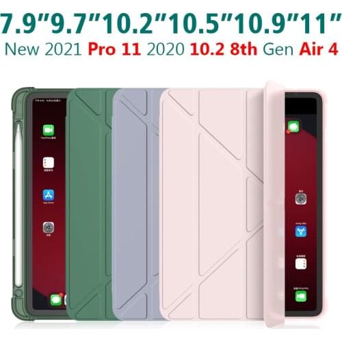 Case For iPad 5th 6th 7th 8th Gen Case With Pencil Holder Smart Cover For ipad 9.7'"10.2" Pro 11 2021 Air 4 3 2 1 Mini5 TPU Case