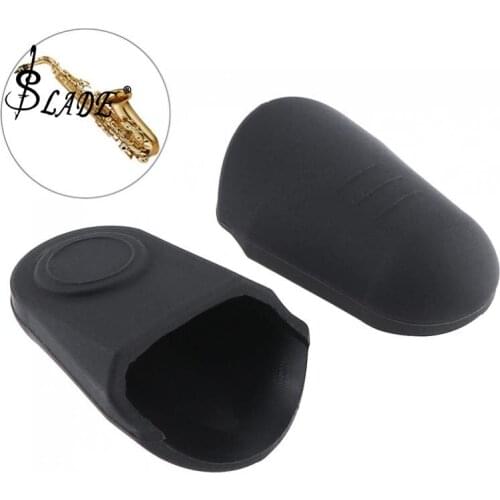 2pcs 3.7 x 2.3 x 1.3cm Black Rubber Soprano Saxophone Metal Mouthpiece Protective Cap Head