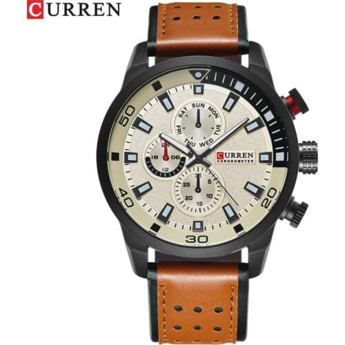 CURREN Casual Wrist Watch Analog Military Sports Men Watch Leather Strap Quartz Male Clock Relogio Masculino Reloj Hombre