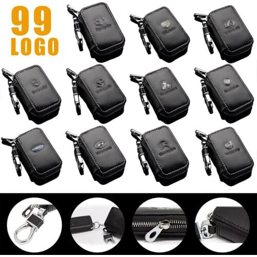 Leather Car Remote Key Case Bag Cover Shell Wallet For Jeep Audi BMW Mercedes FIAT Opel Nissan Toyota Volkswagen Skoda Honda KIA