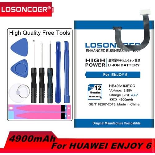 LOSONCOER 4900mAh HB496183ECC For Huawei Enjoy 6 NCE-AL00 Enjoy6 Mobile Phone Battery+Quick Arrive