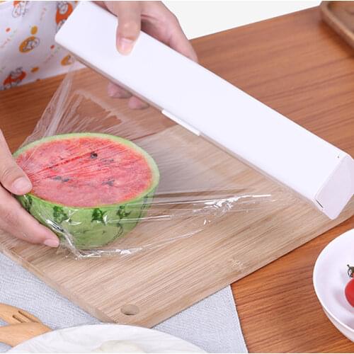 Magnetic Punch-free Fixing Food Wrap Dispenser Cutter Plastic Foil Cling Film Wrap Dispenser Film Cutter Storage Holder