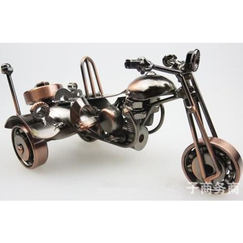 1PC Fashion Three Rounds Motorcycle Model Handmade Metal Crafts Antique Bronze Iron Motor Model Desk Decoration Holiday MB 005