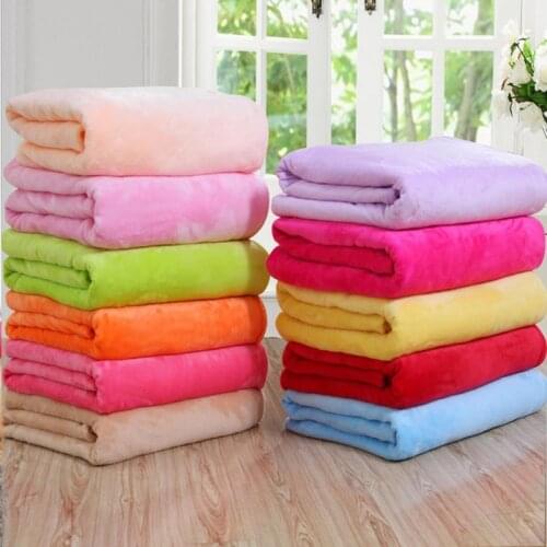 Soft Warm Coral Fleece Flannel Blankets For Beds Faux Fur Mink Throw Solid Color Sofa Cover Bedspread Winter Blankets