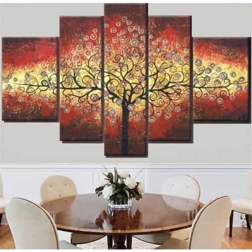 Wall Art Canvas Paintings 5 Piece Prints Tree Abstraction Posters Pictures Modern Home Decor Bedroom Decoration Painteds