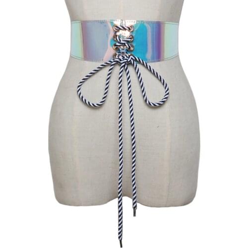 New Fashion Transparent Double Bandage PVC Casual Women All-match wide color leather Belts Tide accessories