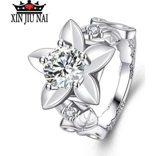 New fashion design Rose inlaid with top zircon engagement ring Female creative tree Leaf Branch Female Ring Party Jewelry Gift